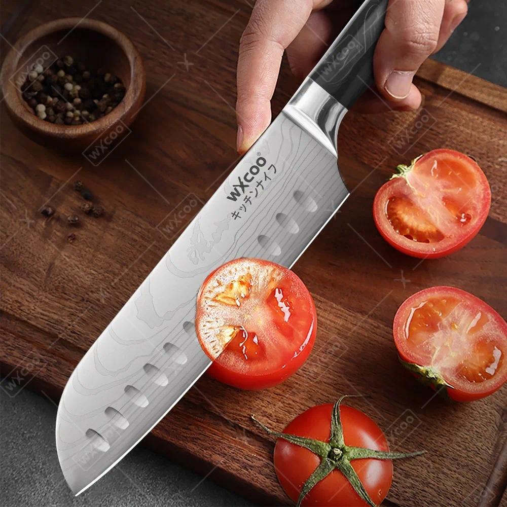 WXCOO Japanese Knife ProfessionalKitchen Knife Multifunction Cleaver 5CR15 Stainless Steel Kitchen Tools Professional Chef Knife Stainless Steel Blade