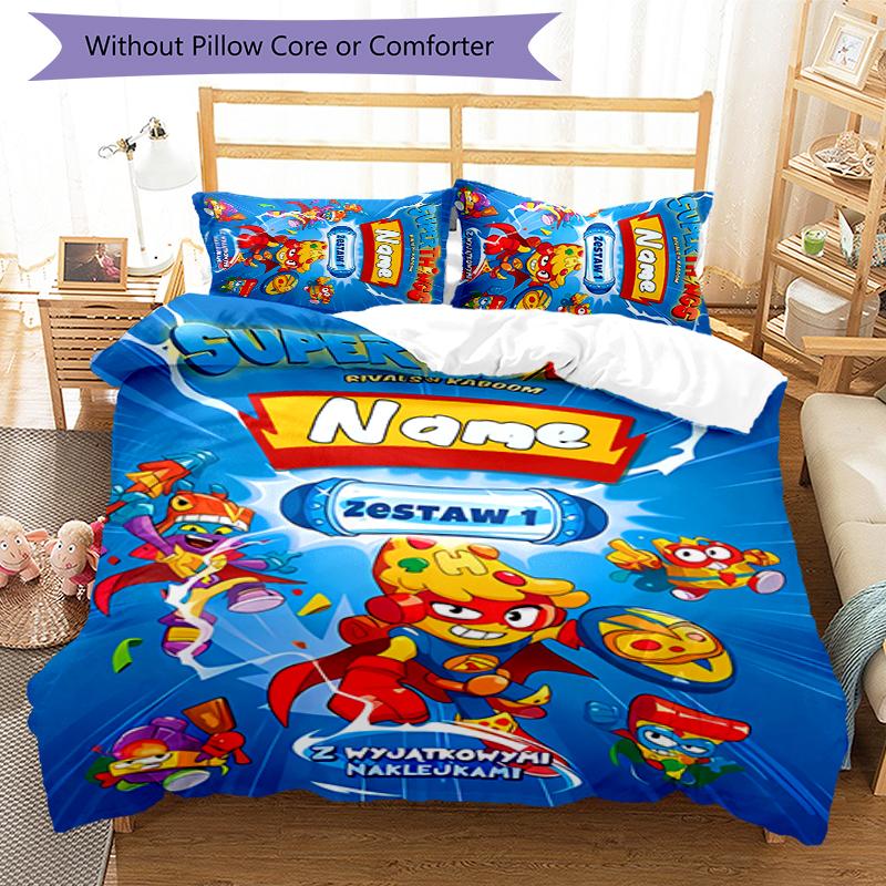 3pcs Custom Name SuperZings Bedding Set Duvet Cover Closure Includes 1 Duvet Cover & 2 Pillowcases for All Seasons Bedroom Decor