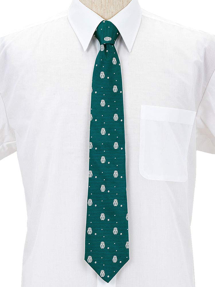 COLORATA Snowy Owl Necktie Dark Green Polka Dots Silk Jacquard Animal Bird Polka Dots Animal Gift (145x8.5cm / / / 100% / Weave) /
