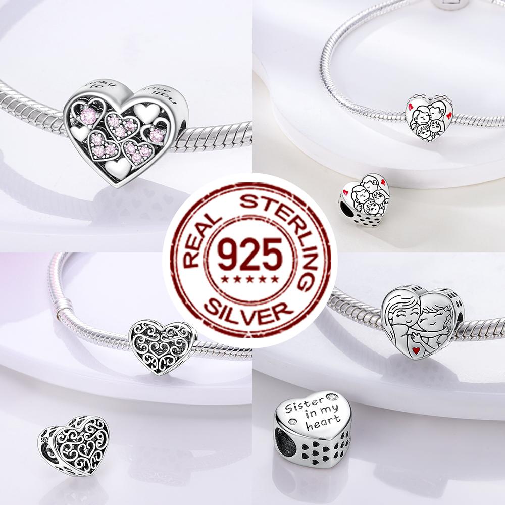 Copper Charms Love Mother Sister Happy Family Pendants Beads Fit Original Bracelet Charm Diy Jewelry Gift For Woman