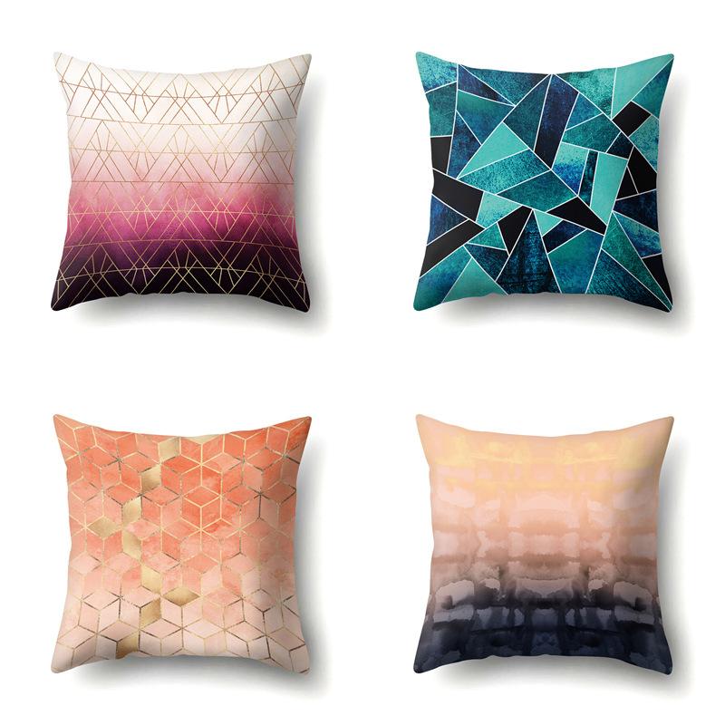Polyester Pillow Case Decorative Geometric Home Printed Pillow Case Waist Cushion Cover Car Cushion Head Cushion Cover