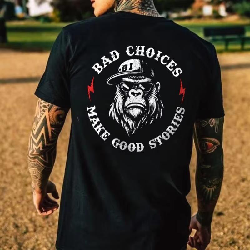 2026 Summer Unisexs Chimpanzee Letter Printed 100 Cotton Round Neck Tshirt Neutral Soft Breathable Outdoor Short Sleeve