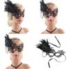 Lightweight Handmade Rhinestones Feather Mask Vintage Lace Detailing For Halloween Celebrations Theater Performances