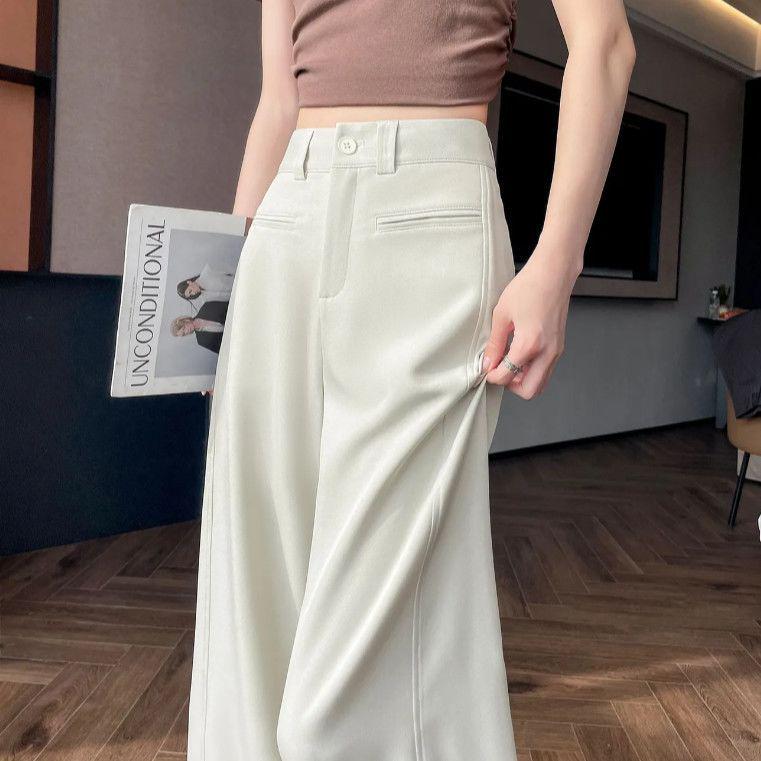 Women's High-Waisted Wide-Leg Linen Pants - Slimming Casual Spring Arrival, Floor-Length Drape.