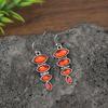 Vintage Round Oval Inlaid Red Stone Earrings Geometric Creativity Silver Color Dangle Earrings for Women Jewelry
