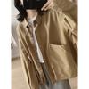Stylish Niche Style All Cotton Loose Slim Looking Long Sleeve Tooling