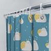 Adorable Cartoon Snail Shower Curtain For Bathroom Decor Blue Background With White Hearts Pattern Waterproof Fabric Easy Instal