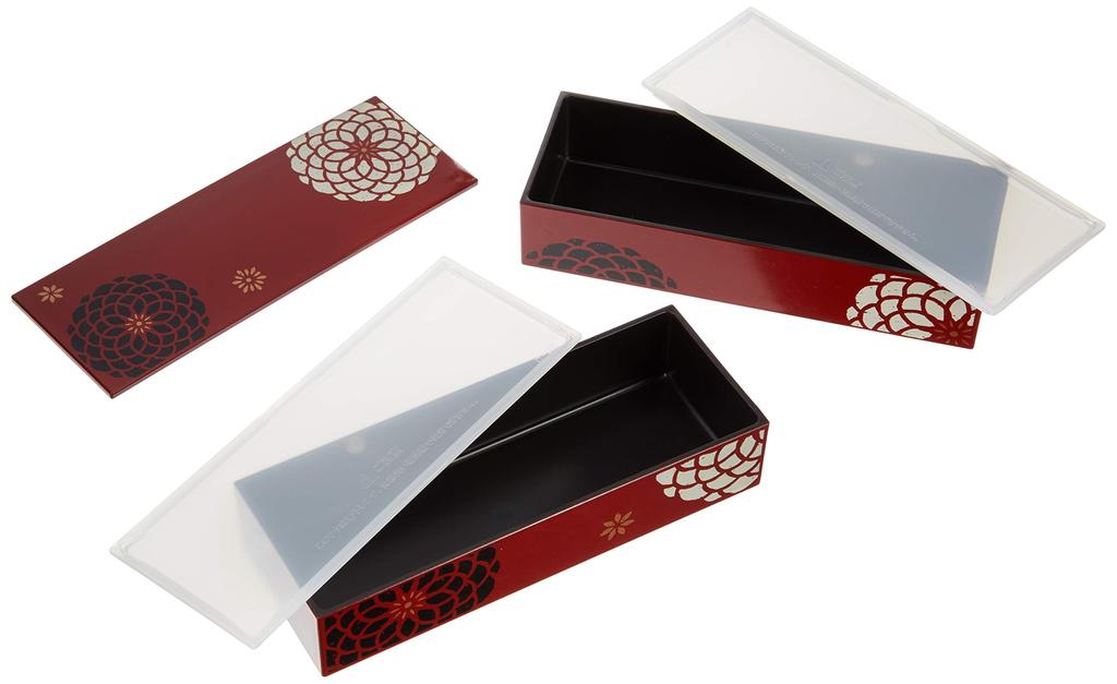 HAKOYA Slim Square Bento 50462 Two-Tiered Box, Red, Hyakka,