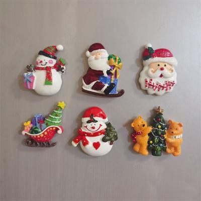 Thème de Noël Sticker Réfrigérateur de Noël Figurine Résine Bonhomme de Neige Aimant Arbre de Noël Frigo Dessin Animé Père Noël