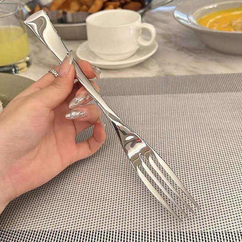 Dinner Fork Stainless Steel Dessert Salad Forks Western Food Hotel Steak Fork With Long Handle Tableware For Kitchen Party