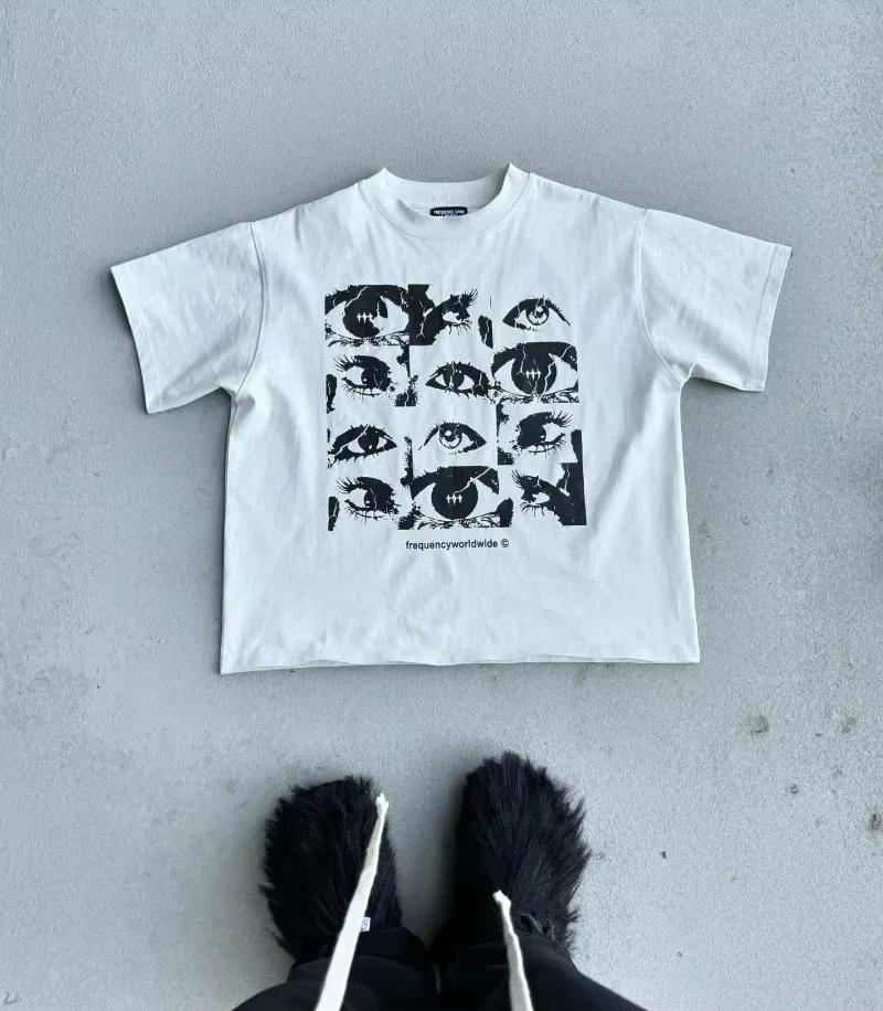 Streetwear Y2k Tshirts Vintage Alphabet Graphci Short Sleeve Unisexs Womens Harajuku Couple Casual Cotton Loose Oversized Tshirt