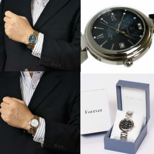 FÜR IMMER (FG-1201-10-FL-1211-2R) Paar Uhren: 10 ATM Wasserdicht [Herren] mit 10-Jahres-Batterie-Uhrwerk [Damen] mit Solaruhrwerk, Zifferblatt aus Perlmutt,