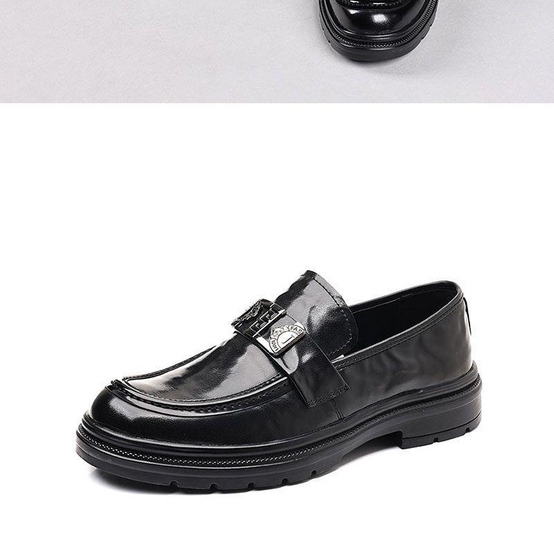 Herren Echt Rindsleder Atmungsaktive Slipper - Britischer Stil, Business Formal & Freizeit Slipper in Schwarz.
