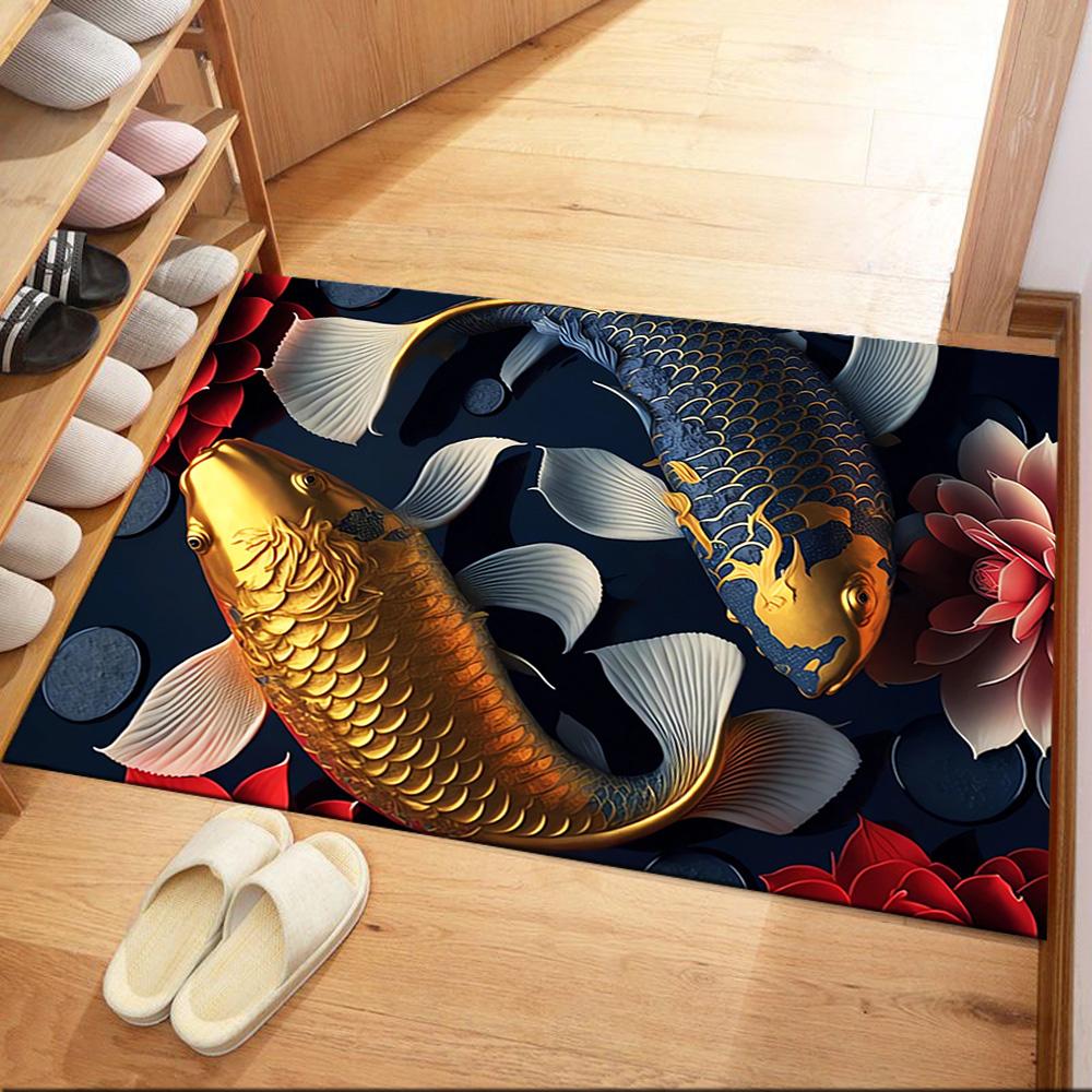 Koi Fish Swimming In Water Floor Mats for Living Room, Bedroom and Room Decoration Are Suitable for Gifts.