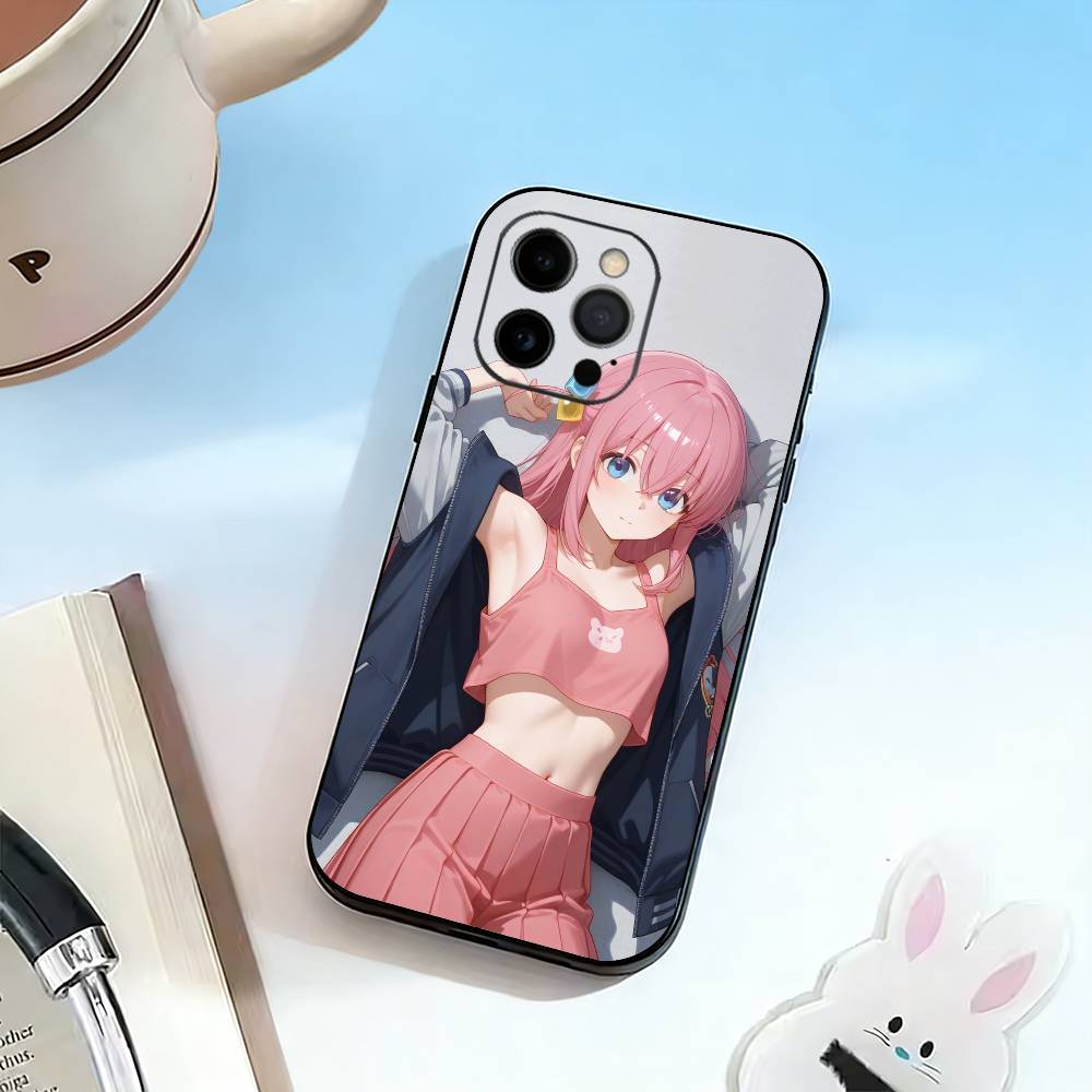 Anime B-Bocchi the Rock Hitori G-Gotoh  Phone Case For iPhone 17,16,15,14,13,12,11 Plus,Pro Max,XS,Soft Silicone Black Cover