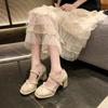 French Small Fragrant Style High Heel with Skirt Thick Heel Single Shoes Women Wear for a Long Time Not Tired Feet Cute Sweet Internet Celebrity Popul