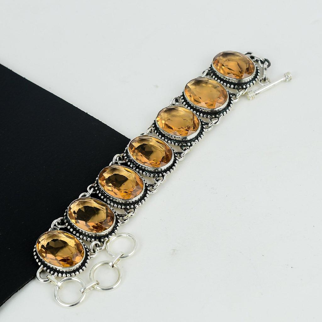 Beautiful Morganite Gemstone Handmade 925 Sterling Silver Bracelet, Morganite Bracelet For Wife , Unisex Bracelet, Anniversary Gift