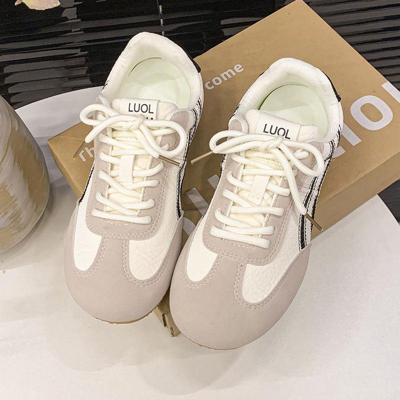 

Универсальные кроссовки на плоской подошве в немецком стиле Forrest Gump, сочетающиеся по цвету, маленькие белые кроссовки женские, весна 2025, новые, ретро, на шнуровке, повседневные спортивные кроссовки 40