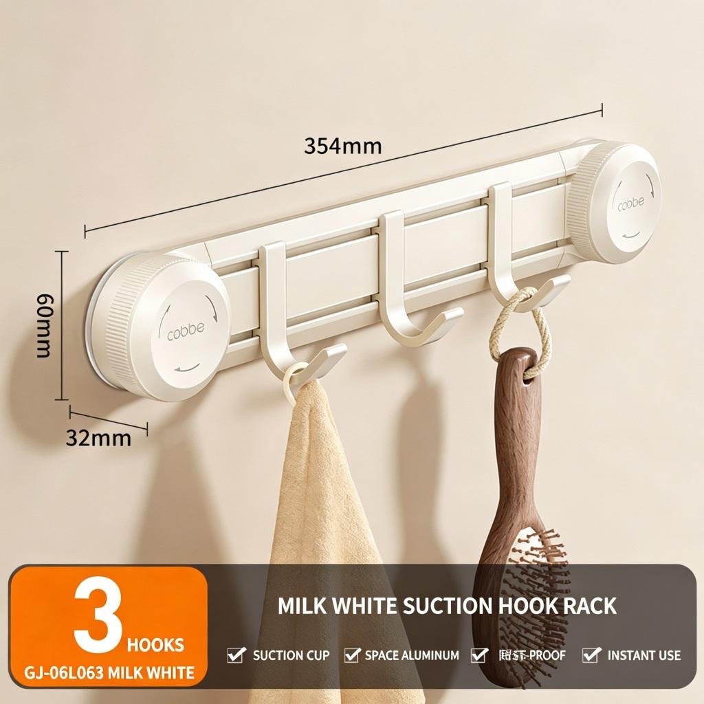 Gancio da Bagno Senza Foratura Ventosa Robusta & Gancio Adesivo Appendiabiti da Parete per Bagno, Cucina e WC