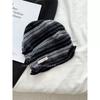 Color Striped Wool Knitted Pullover Heap Hat Female Atmosphere Soft Waxy Bag Head Show Face Small Hat Warm Cold Hat Man