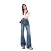 Women's 2024 Autumn/Winter Retro Blue High-Waisted Slim-Fit Micro-Flare Jeans