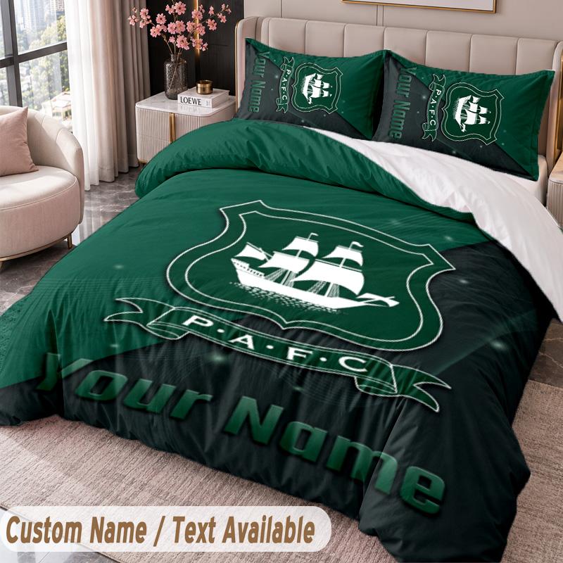 Plymouth Argyle FC Printed Bedding Set Custom Name Text 1 Duvet Cover 2 Pillowcases For Bedroom