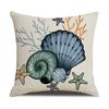 Summer Ocean Shell Starfish Pillow Case Line Print Home Sofa Pillow Case