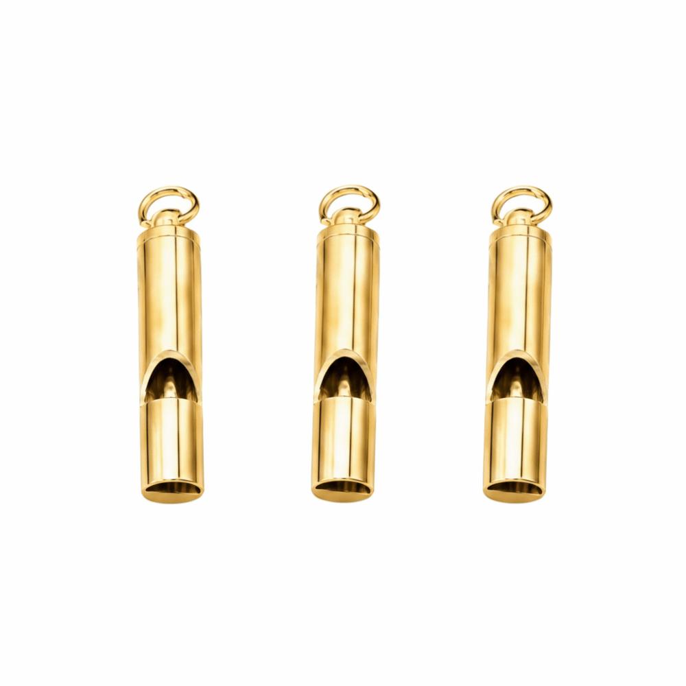 3pcs Brass Material Survival Whistle 125dB+ Loudness Emergency Whistle Sport Events