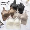 French Style Satin Lace Fixed Cup Camisole, Sexy Breathable Sheer Inner Wear Women's Tank Top