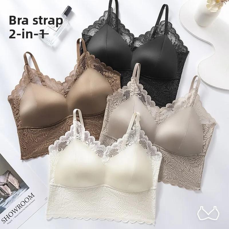 French Style Satin Lace Fixed Cup Camisole, Sexy Breathable Sheer Inner Wear Women's Tank Top