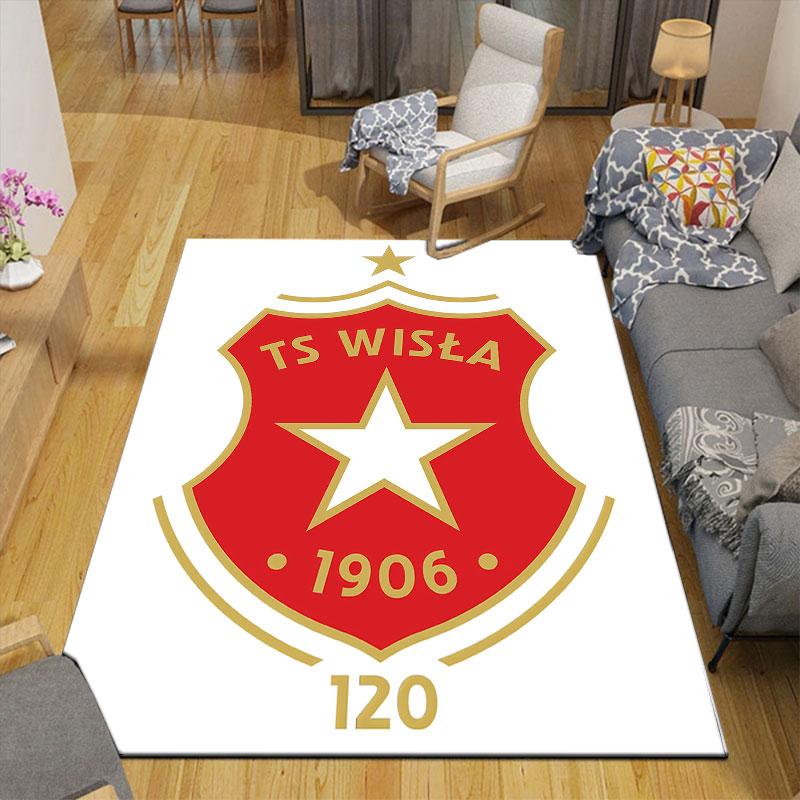 Wisla Krakow Flannel Printed Carpet, Home Sofa Decoration for Living Room & Bedroom, Non‑Slip Play Flannel Floor Mat for Game Room