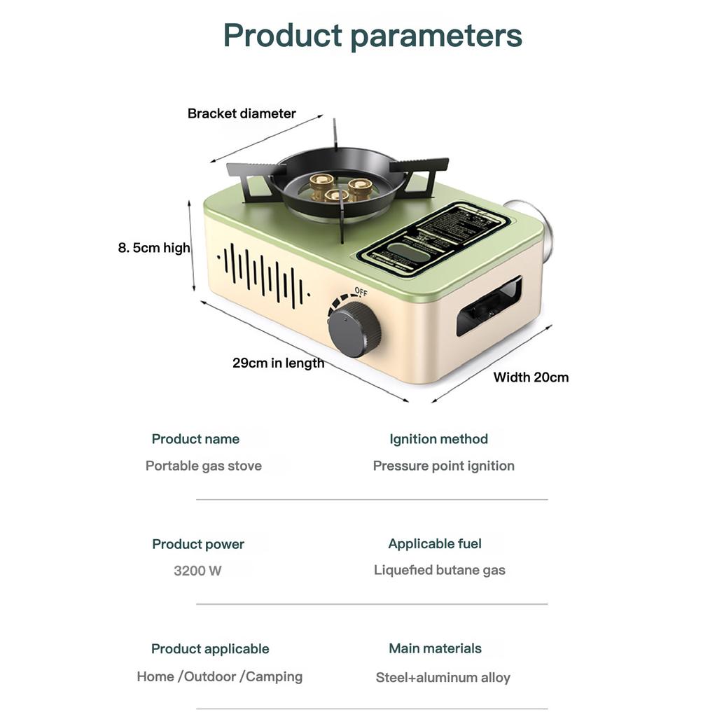 Portable 3-Burner Camping Gas Stove, Compact Foldable Outdoor Stove for BBQ and Camping