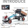 1:24 Hand Held Tractor Model Toy Rotating Locomotive Head Retro Agricultural Vehicle Adjustable Rear Bucket Models Holiday Gifts