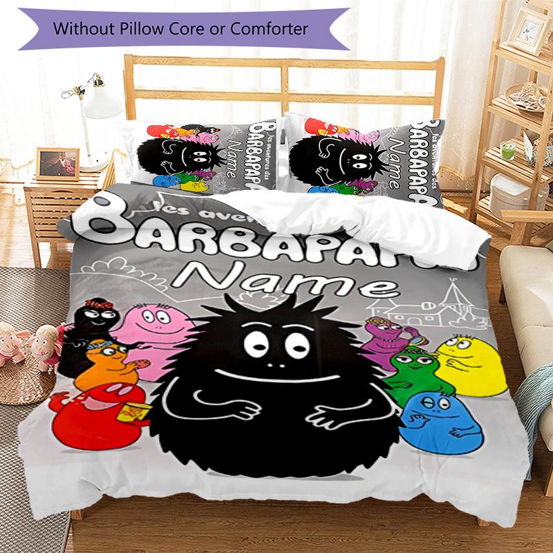 3pcs Custom Name Barbapapa Bedding Set Duvet Cover Closure Includes 1 Duvet Cover & 2 Pillowcases for All Seasons Bedroom Decor