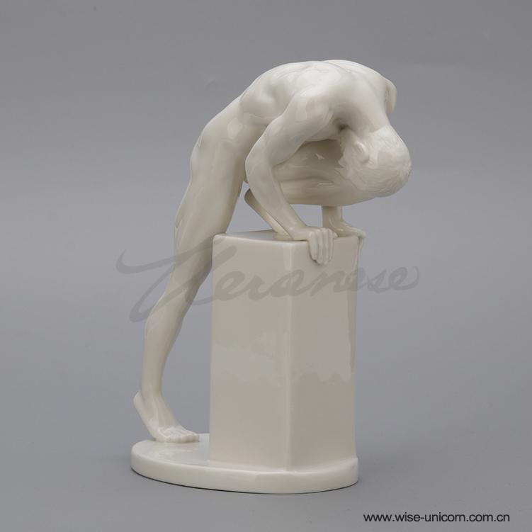 Creative Ceramic Nude Male Sculpture Decor Naked Body Art Statue Crossed Man Figurine Nordic Office Home Decoration Crafts Gift