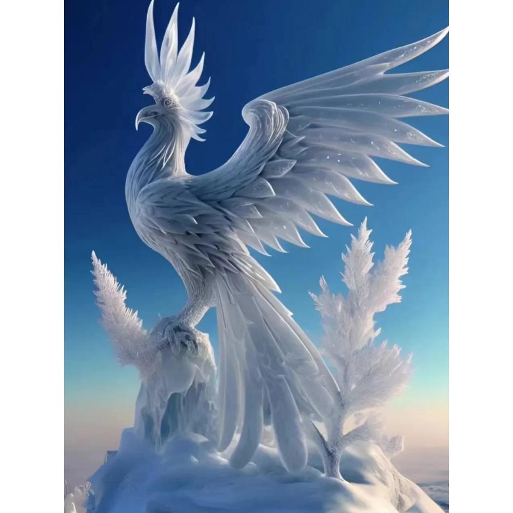 Diamantmaleri Full Drill Ice Skulptur Phoenix Rund Diamantmaleri Håndlaget Flower Fox Diy Diamond Mosaikkmaleri Hjemdekorasjon