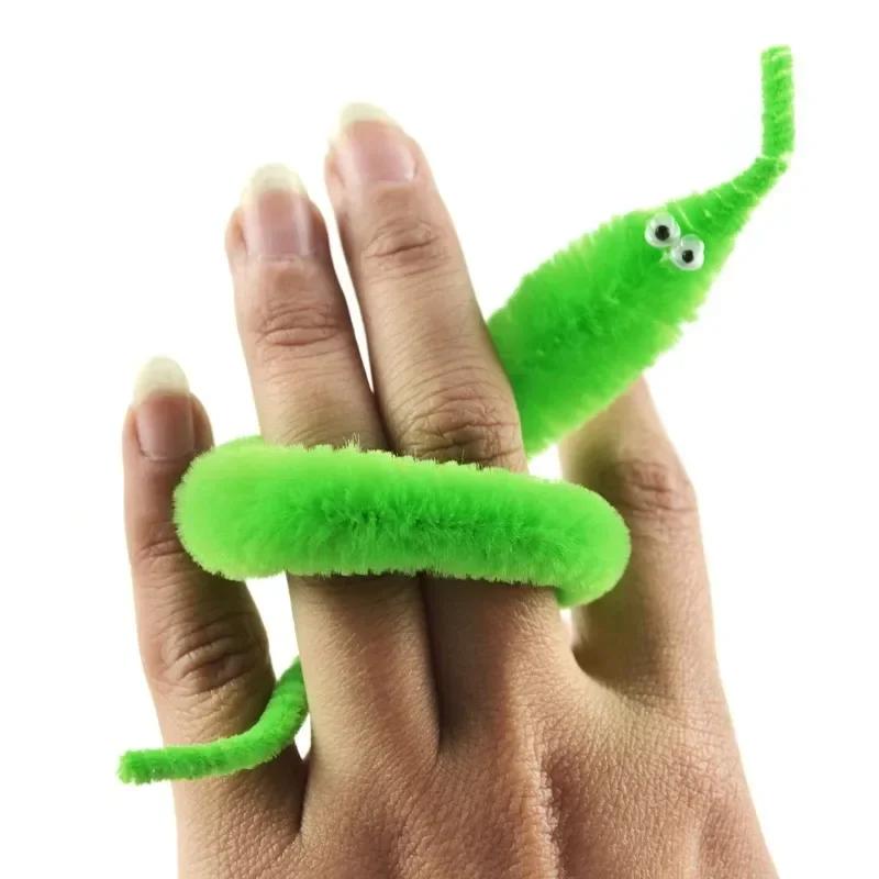 10Pcs Fun Worm Magic Props Toys For Children Kids Beginners Wiggly Twisty Worm With Invisible String Party Games Trick Toys Gift