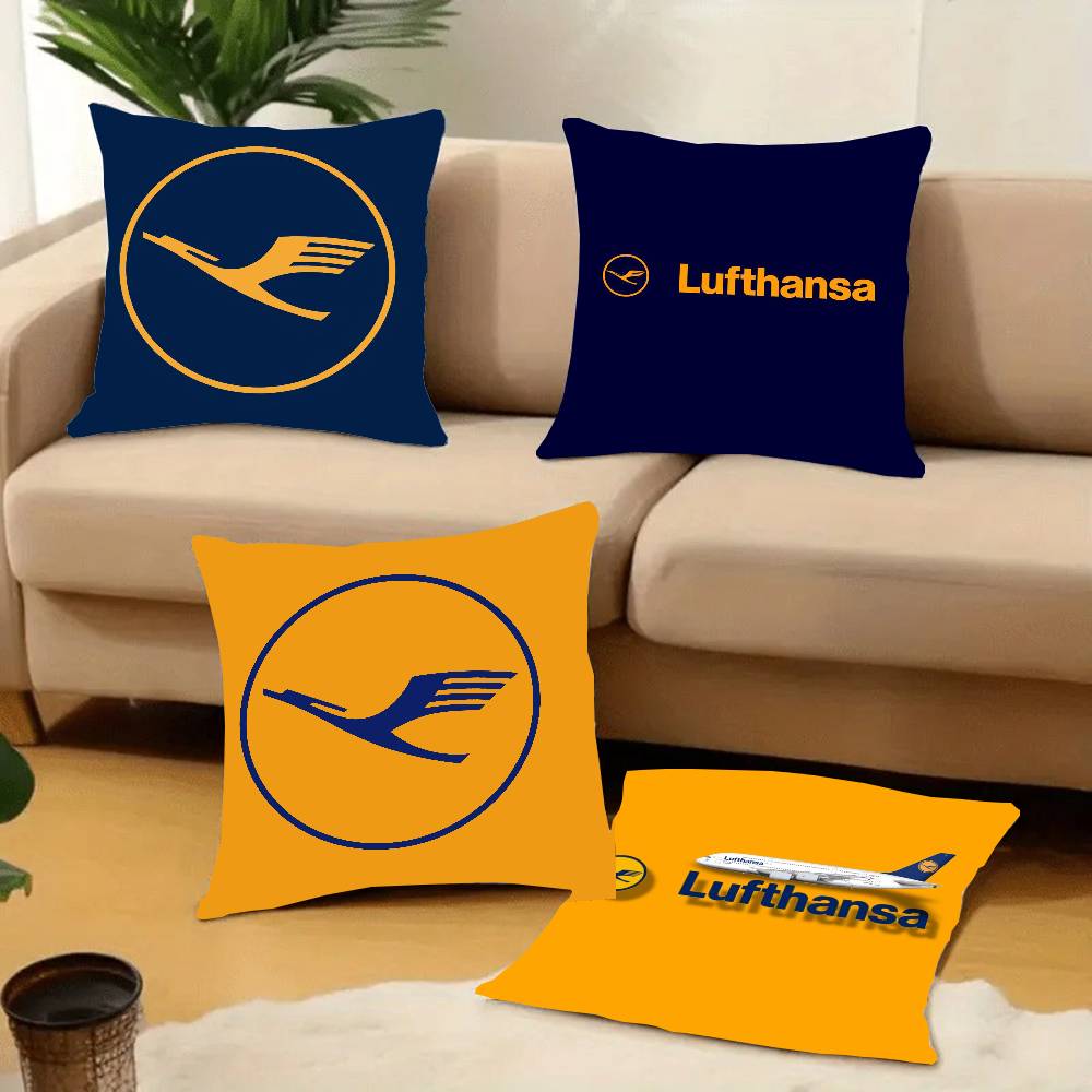 L-Lufthansa German Airlines Poszewka na poduszkę Krótki plusz Dwustronny nadruk Kwadratowe poszewki na poduszki dekoracyjne na sofę do domu