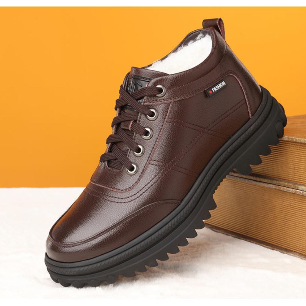 Męskie Zimowe Śniegowce z Pogrubioną Skórą i Pluszową Izolacją Podeszwy Środkowej Buty Bawełniane