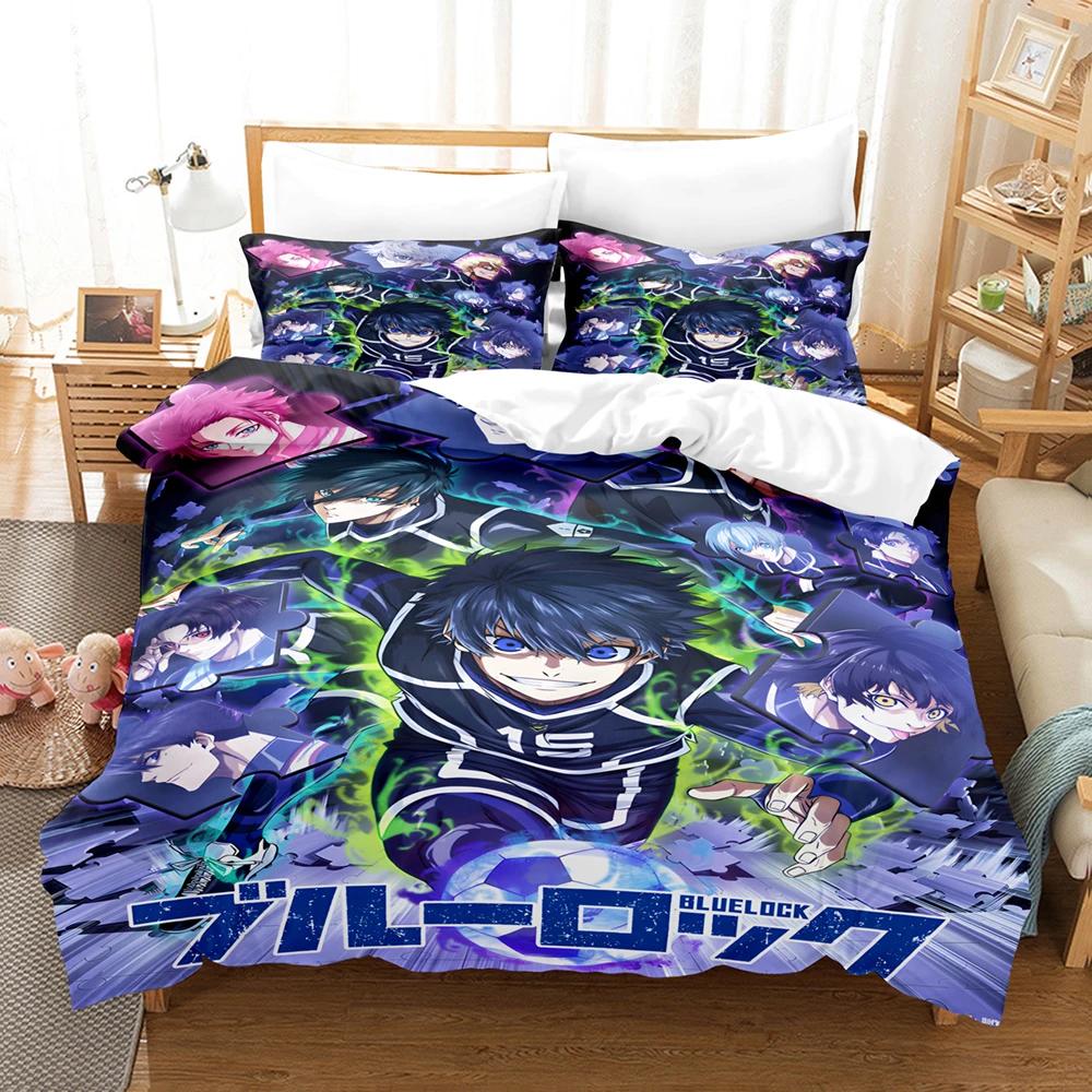 Hot Anime Blue Lock Bedding Set Duvet Cover Set King Queen Twin Double Size Comforter Cover Set For Teens and Boys Anime Lover