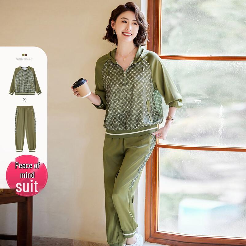 

Комплект спортивного костюма для женщин среднего возраста на весну/осень в повседневном стиле 4XL