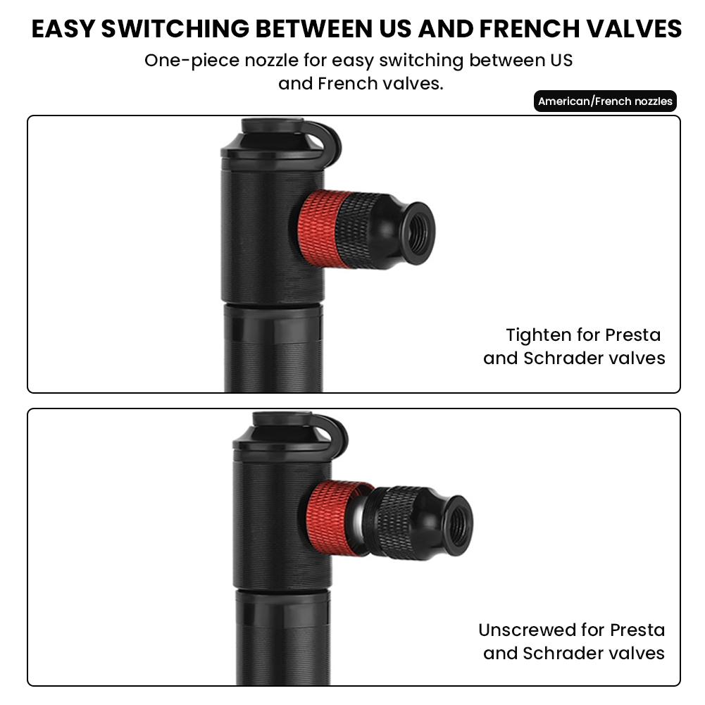110PSI Mini Bike Pump Aluminum Alloy Bike Tire Pump Fits Presta and Schrader Bicycle Hand Pump MTB Road Bicycle CO2 Air Pump
