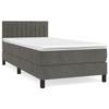 3141396 vidaXL Lit à sommier tapissier et matelas Gris foncé 90x190 cm Velours