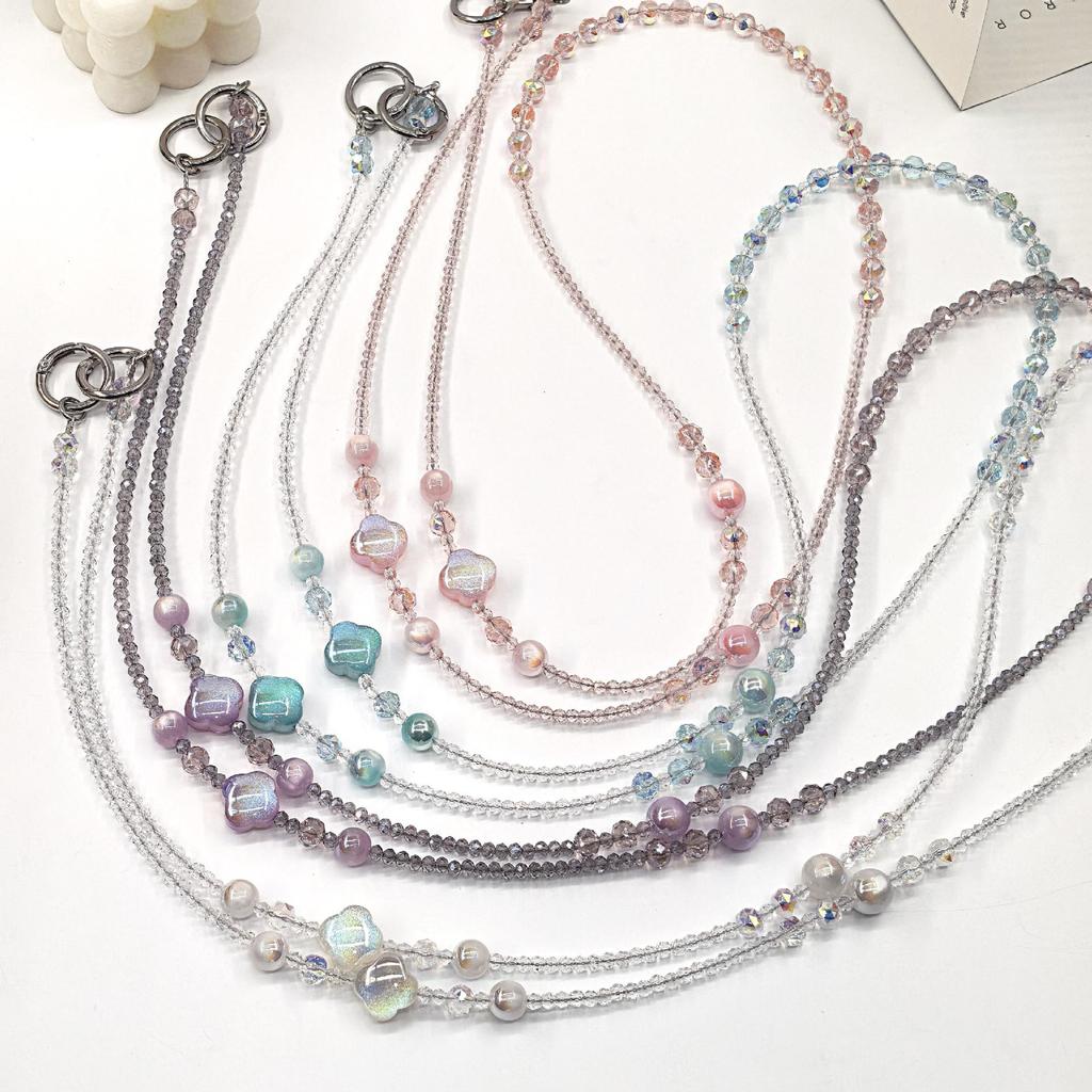 Korean Cat Eye Crystal Beaded Phone Chain & Crossbody Lanyard