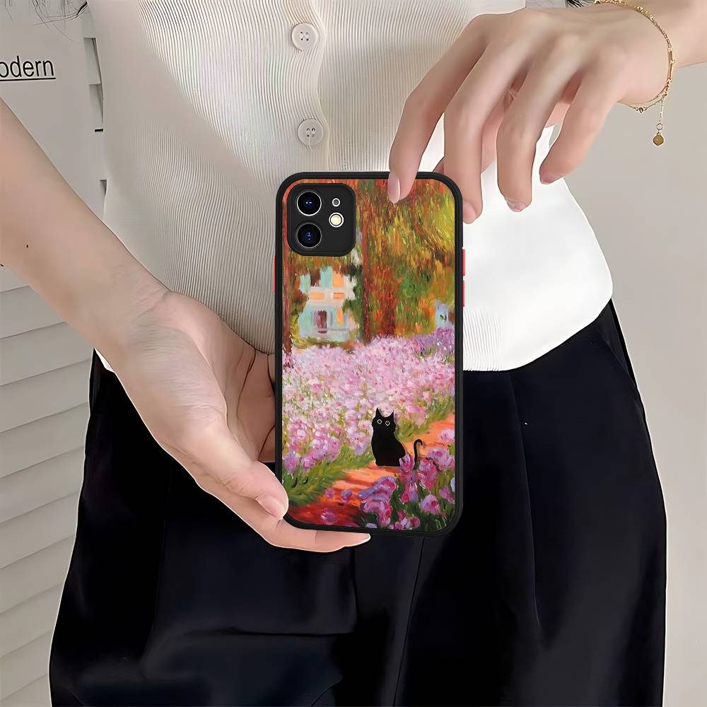 Funny Cats Van Gogh Phone Case For IPhone 16 15 14 Plus 15 13 12 11 Pro Max X XS MAX Matte Cover