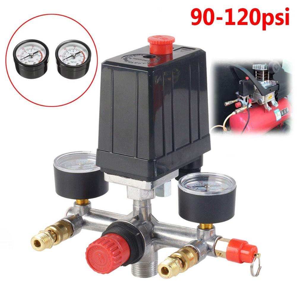 Dual Pressure Gauges Air Compressor Control Switch  Pneumatic Power