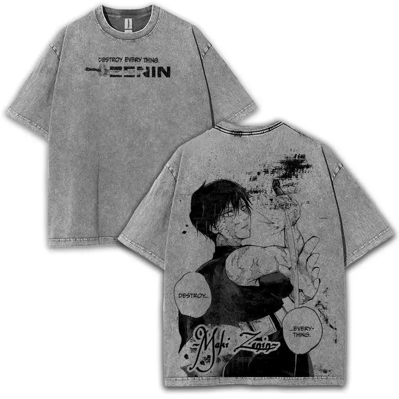 Hot Anime Jujutsu Kaisen Hajime Kashimo Clothing Men Women Casual Tshirts Washed Cotton Tee Retro T-shirt Harajuku Male T Shirt S