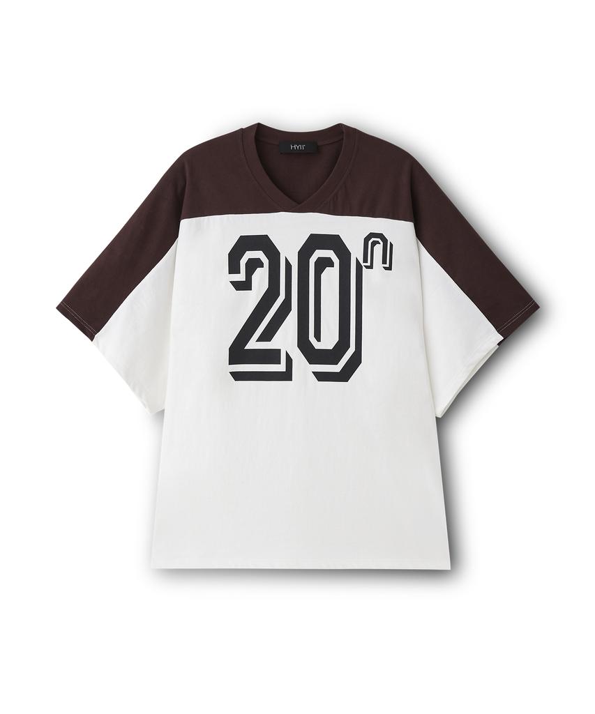 HYII Unisex Number Print V-Neck Oversized T-Shirt Brown