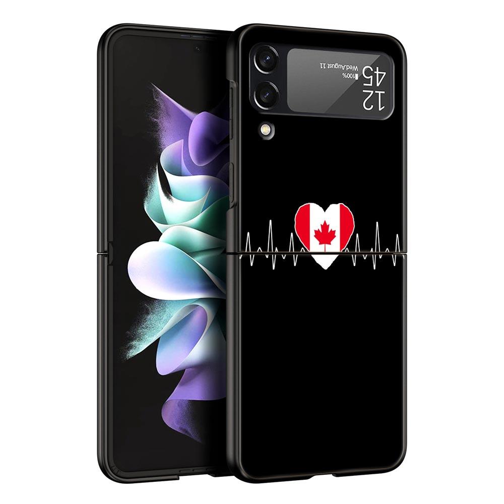 Vlajka britského srdečního tepu Čína Láska Linka Pouzdro na telefon pro Samsung Galaxy Z Flip 3 4 5 Černé skládací mobilní pouzdro Tvrdý PC Ochranný kryt