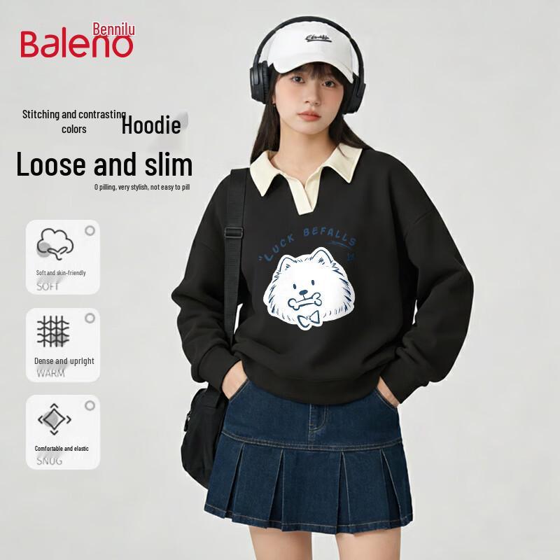 

Baleno Women s BNL Puppy Print Polo Collar Sweatshirt M